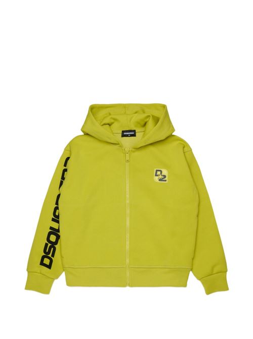 Felpa unisex bambino Dsquared2 lime con cappuccio e zip Dsquared Kids | DQ3418D0AFGDQ233